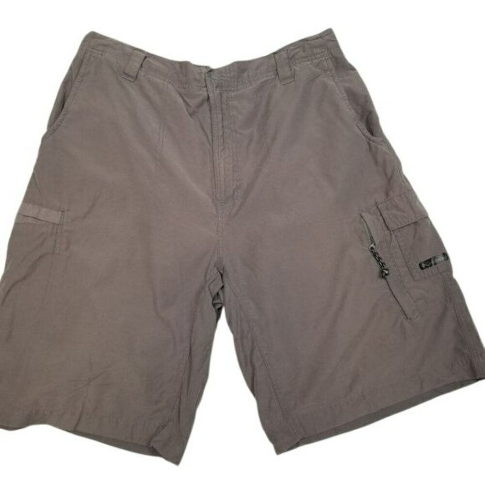 Columbia Mens Cargo Shorts Size 36 Gray‎ Cotton/Nylon Blend Elastic Waistband